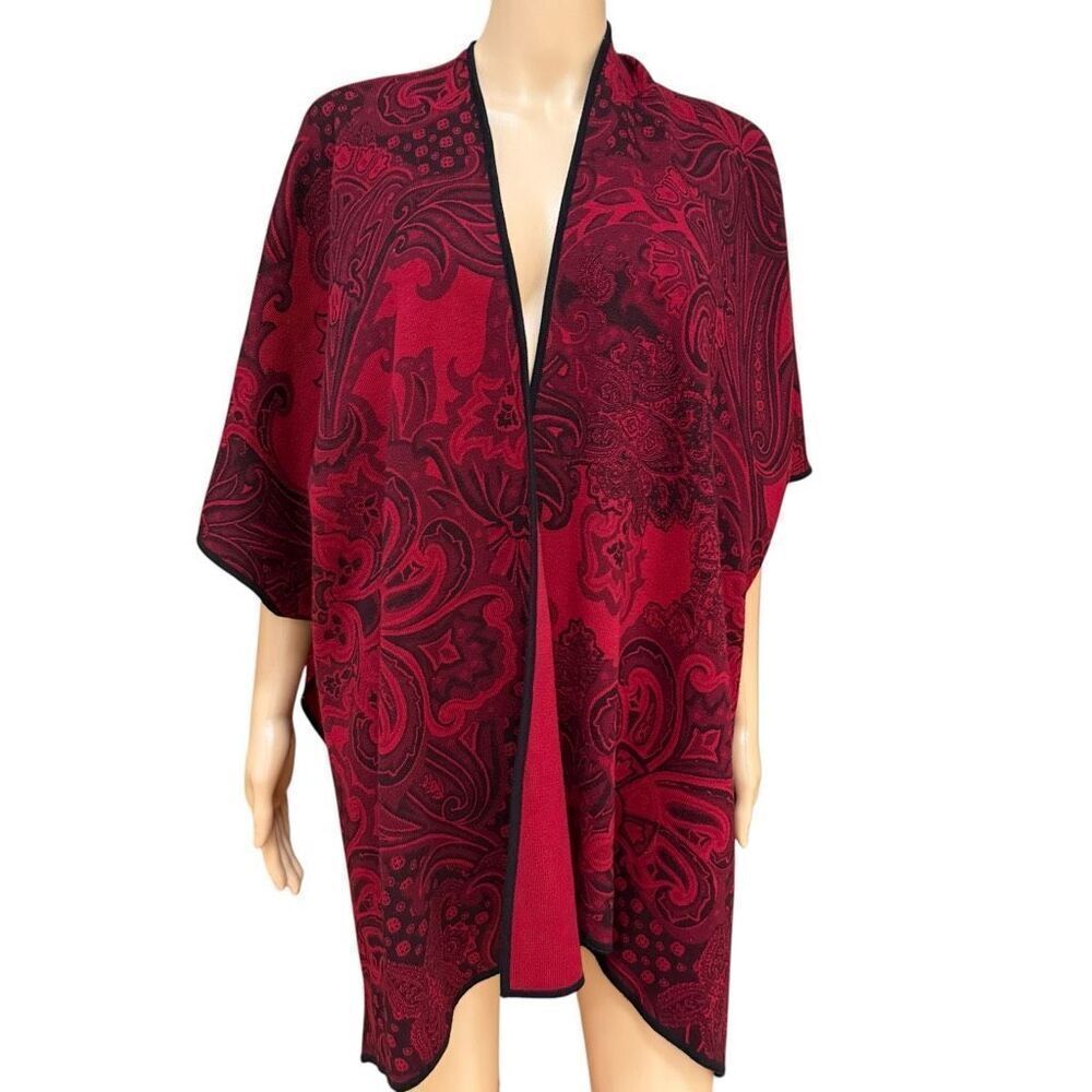 CHICO’s Cape Ryan’s reversible Red paisley Print Cotton Blend size S/M